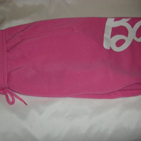 Barbie Sweatpants Joggers Hot Pink w/ White Logo Junior Women's Sizes New - Picture 11 of 16